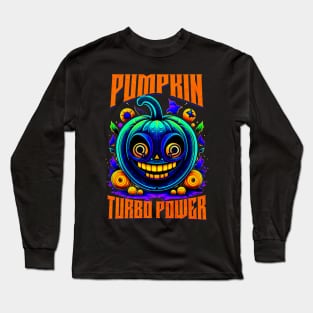 Pumpkin Turbo Power Twin Turbo Halloween Spooky Car Racing Long Sleeve T-Shirt